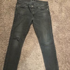 Hudson distresses gray skinny jeans